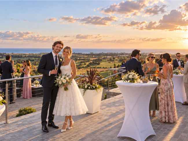 cocktail-mariage-terrasse-cotentin-le-panoramique Cocktail de mariage sur la terrasse du restaurant Le Panoramique avec vue sur le Cotentin